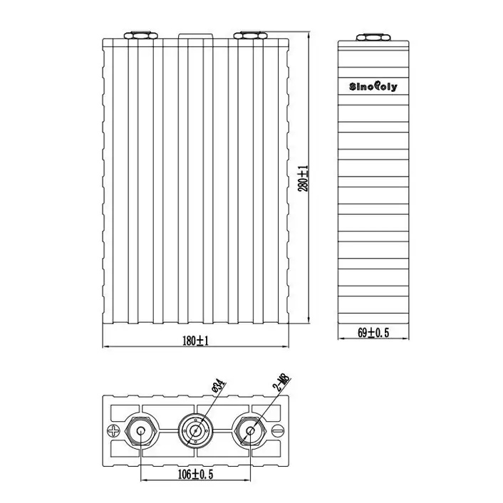Dimension of Sinopoly SP-LFP200AHA 3.2V 200Ah LiFePO4 Battery