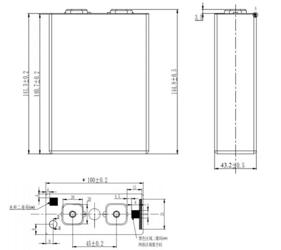 Dimension of Gotion 3.2V 67Ah LiFePO4 Battery