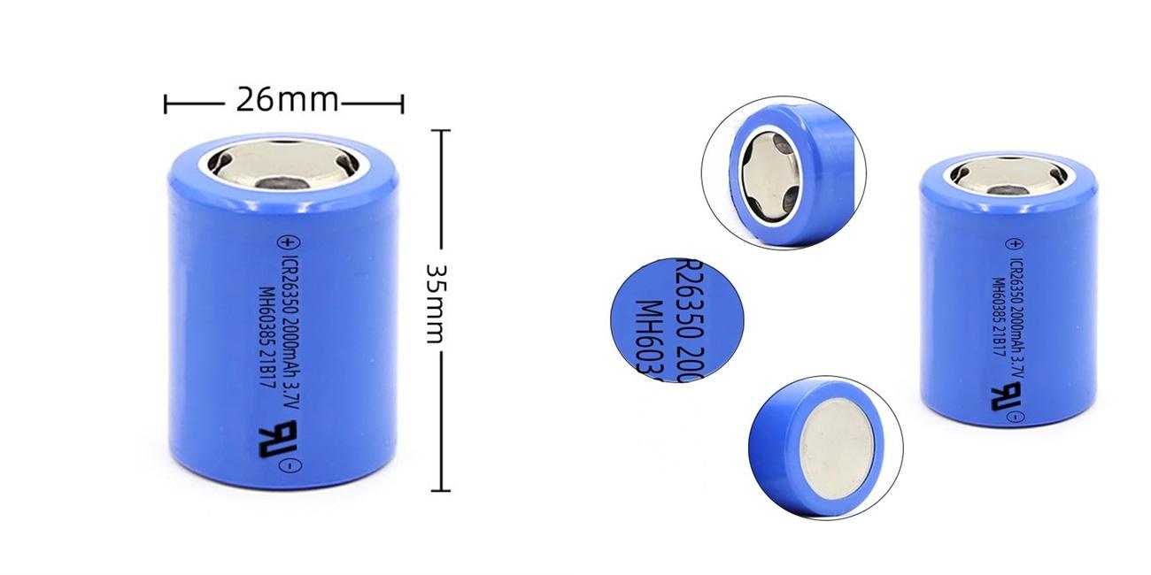 dimension of 3.7V 2000mah 26350 Lithium ion Battery