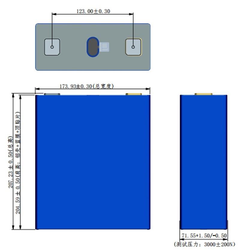 dimension of rept 280ah lifepo4 cell