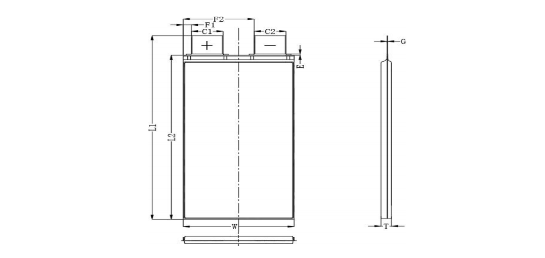 Dimension of 3.6V 35Ah Semi Solid State Battery