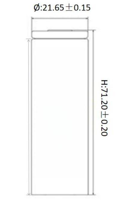 Dimension of Svolt 3.6V 5000mah 21700 Ternary Lithium Battery