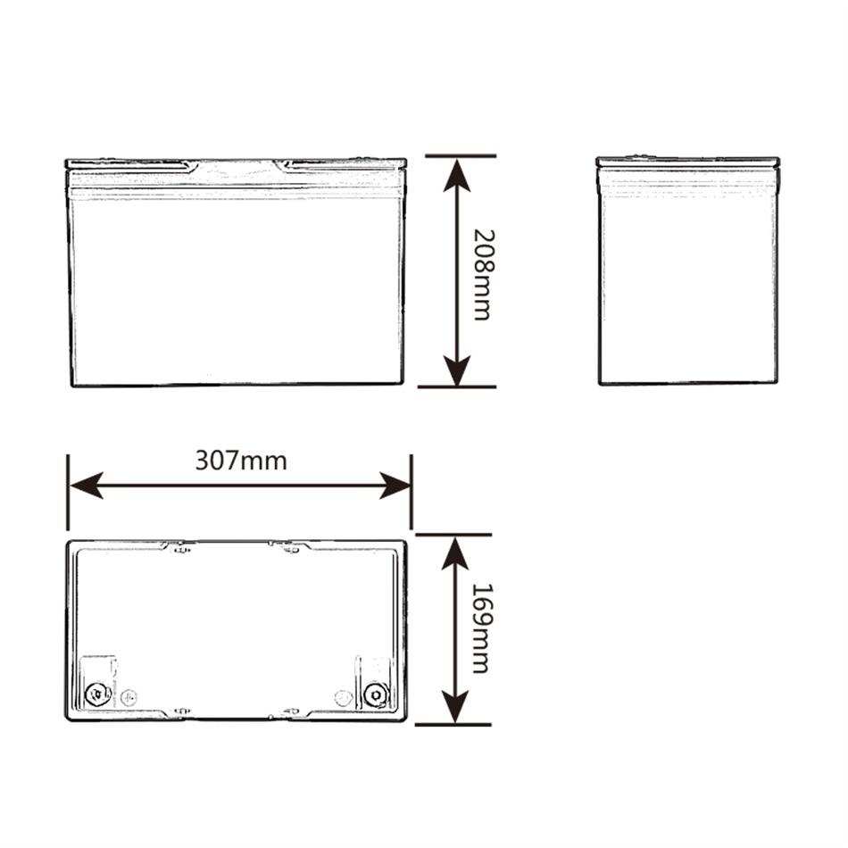 dimension of 12v 100ah lifepo4 battery pack