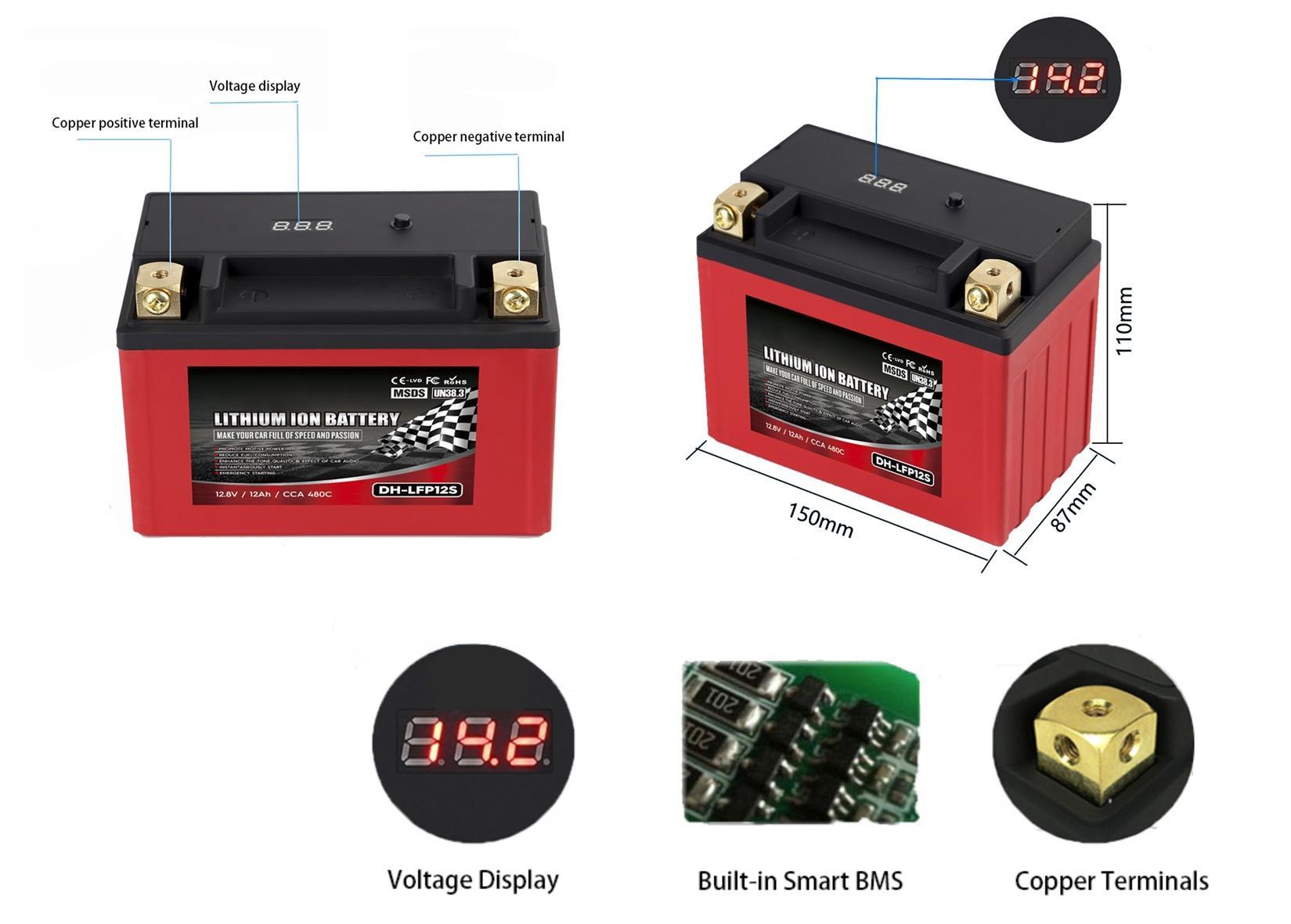 Details of 12V 12Ah 480CCA LiFePO4 Motorcycle Battery