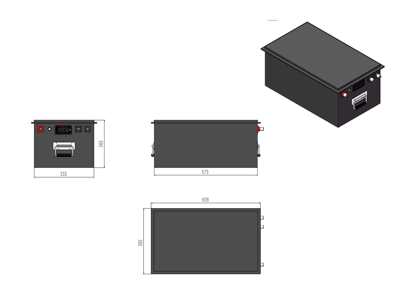 Dimensions of 25.6V 472Ah Lithium Battery Pack