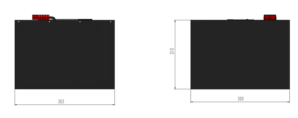 Dimensions of 51.2V 52Ah Ebike Battery Pack