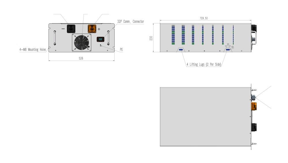 Dimensions of 51.2V 280Ah Air Cooled LiFePO4 Battery Pack