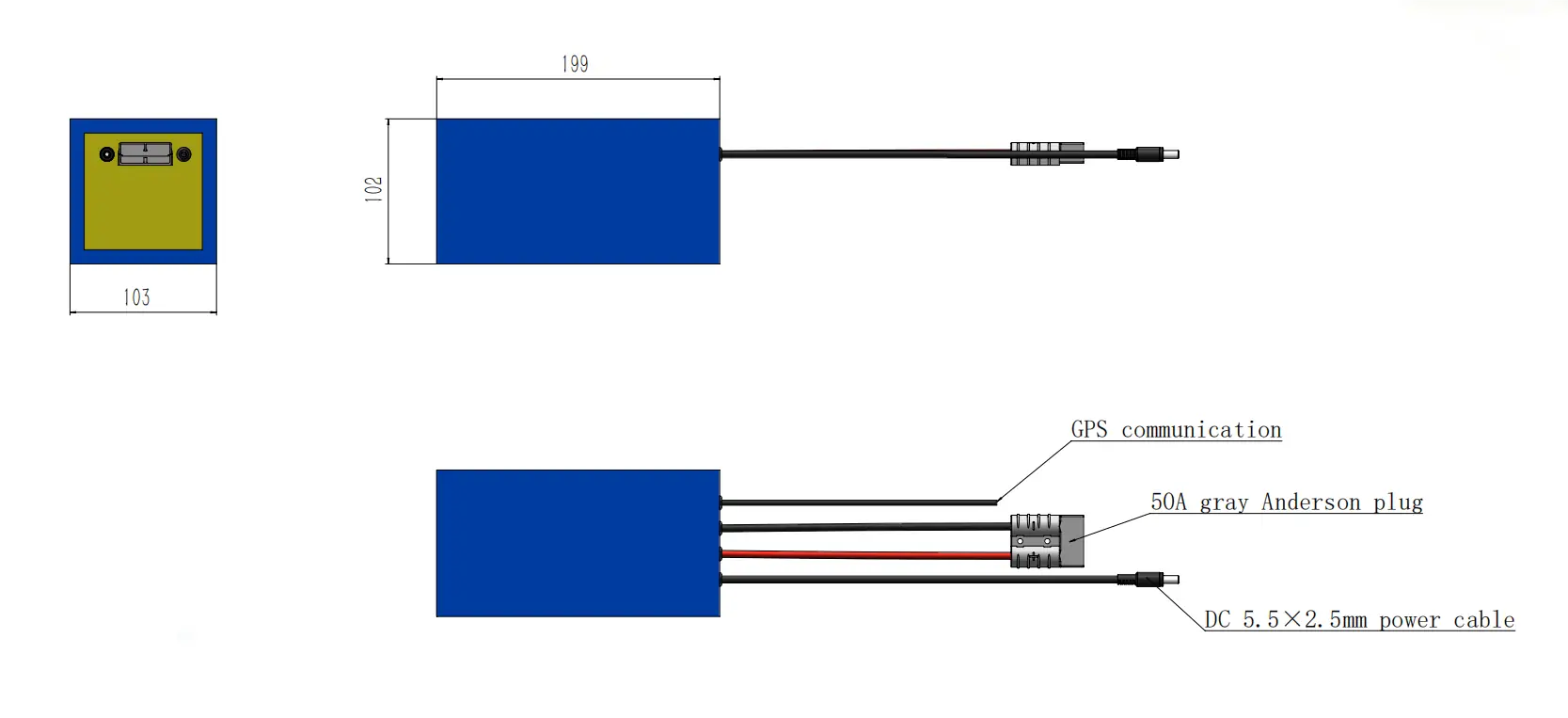 Dimensions and Details of 12.8V 30Ah LiFePO4 Battery Pack