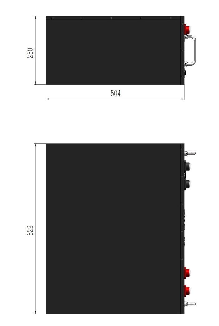 Dimensions of 51.2V 314Ah Rack Mounted LiFePO4 Battery