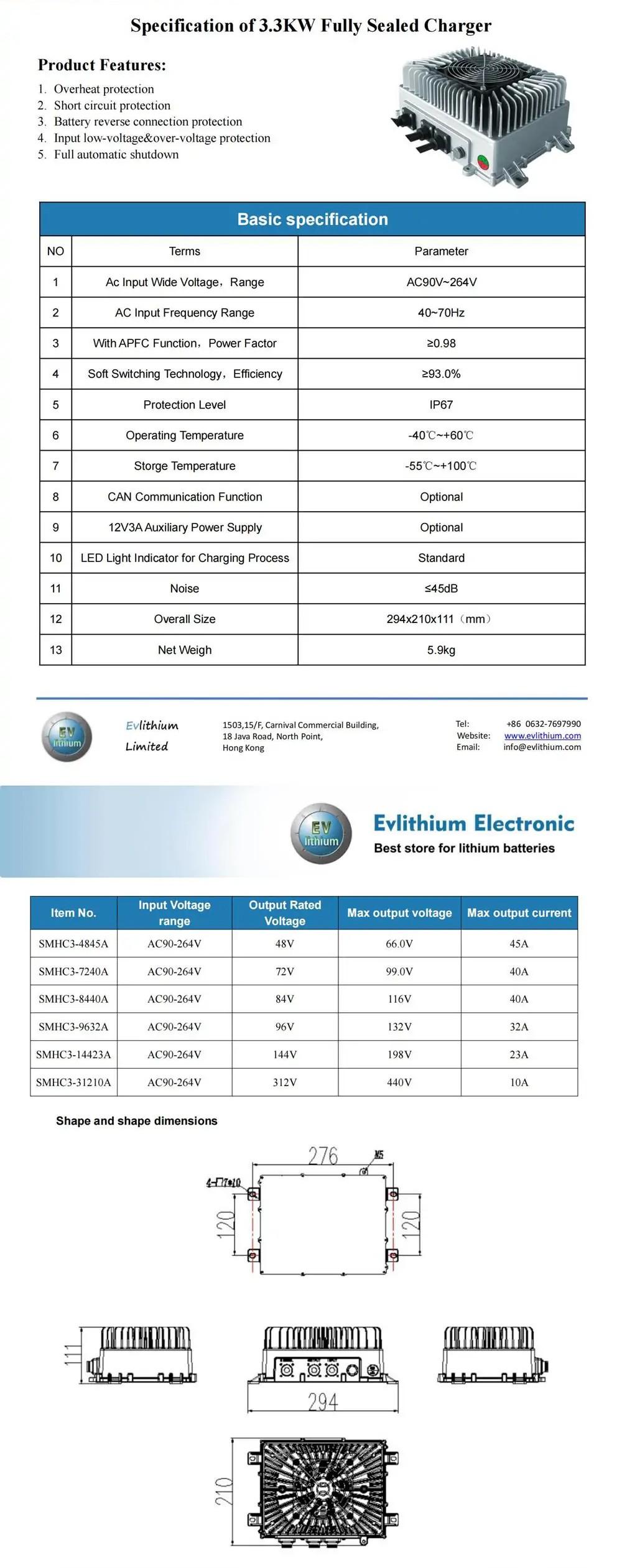 3.3kW On Board Charger Specification