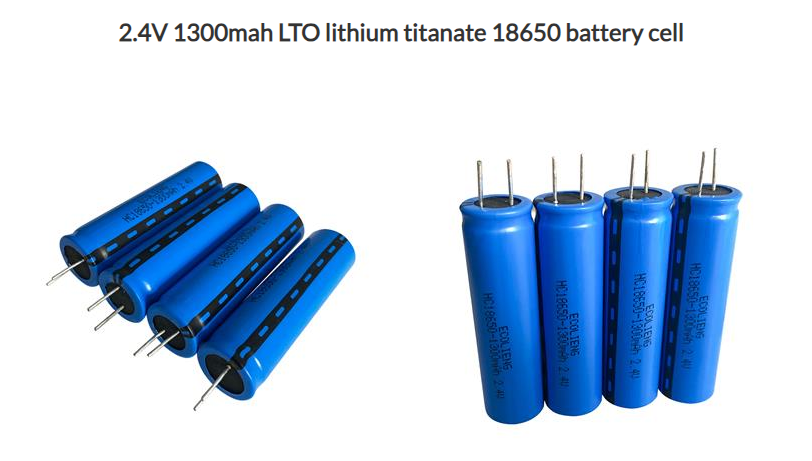 2.4V 1300mAh 18650 LTO battery cell