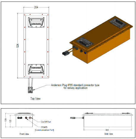 drawing of the 48V 32Ah battery pack