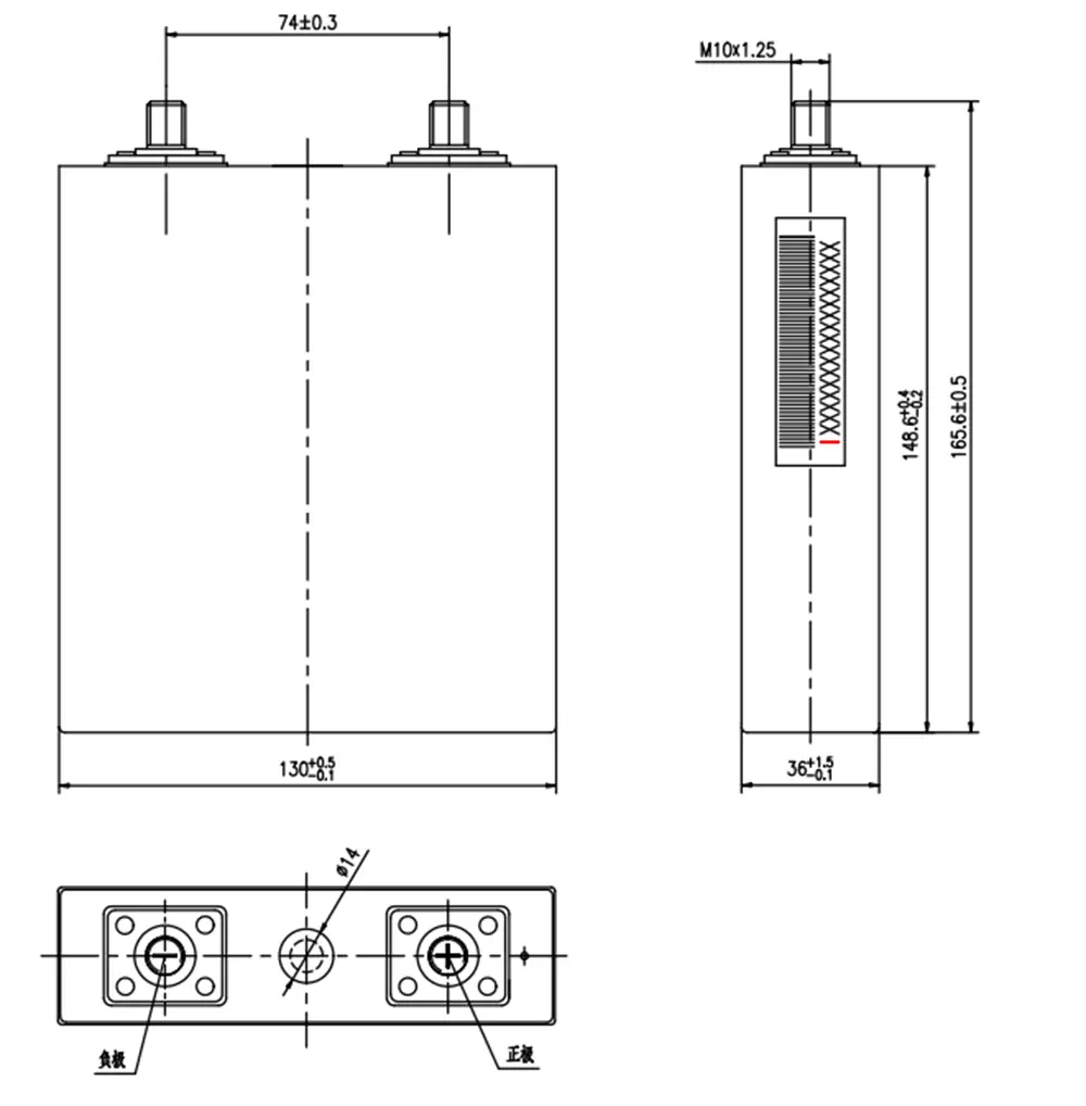 3.2V 50Ah LiFePO4 battery dimensions