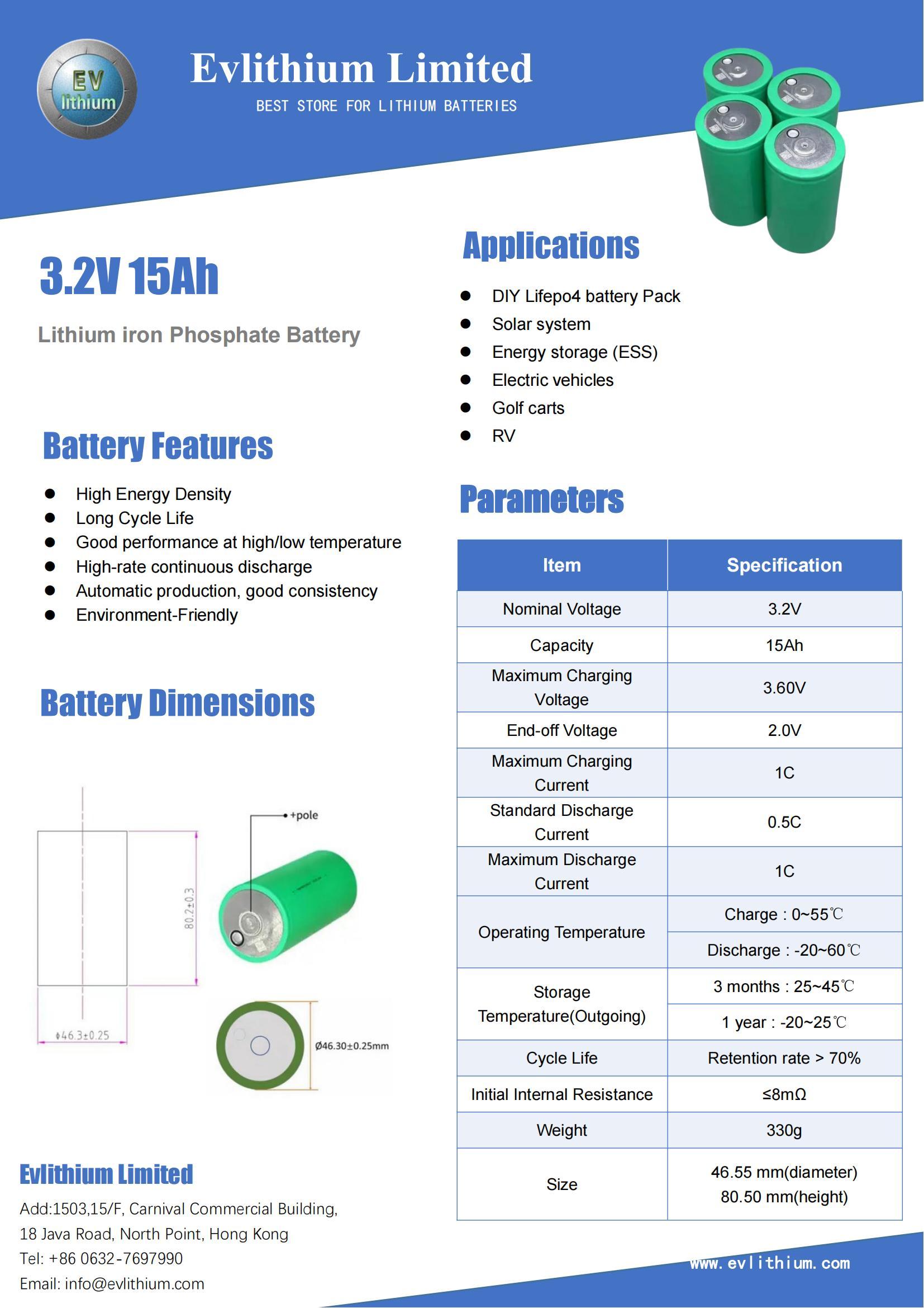 BYD 4680 3.2V 15Ah battery datasheet