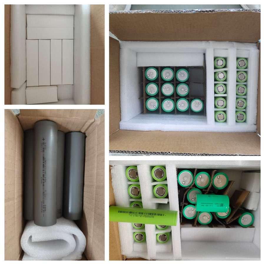 BYD 4680 3.2V 15Ah LiFePO4 cell, 3V 10Ah 32140 sodium-ion cell, and 3.6V 15Ah 33140 LMFP cell packing details