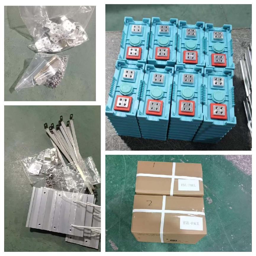 GBS 3.2V 60Ah LiFePO4 battery cells, jigs, straps, and connectors