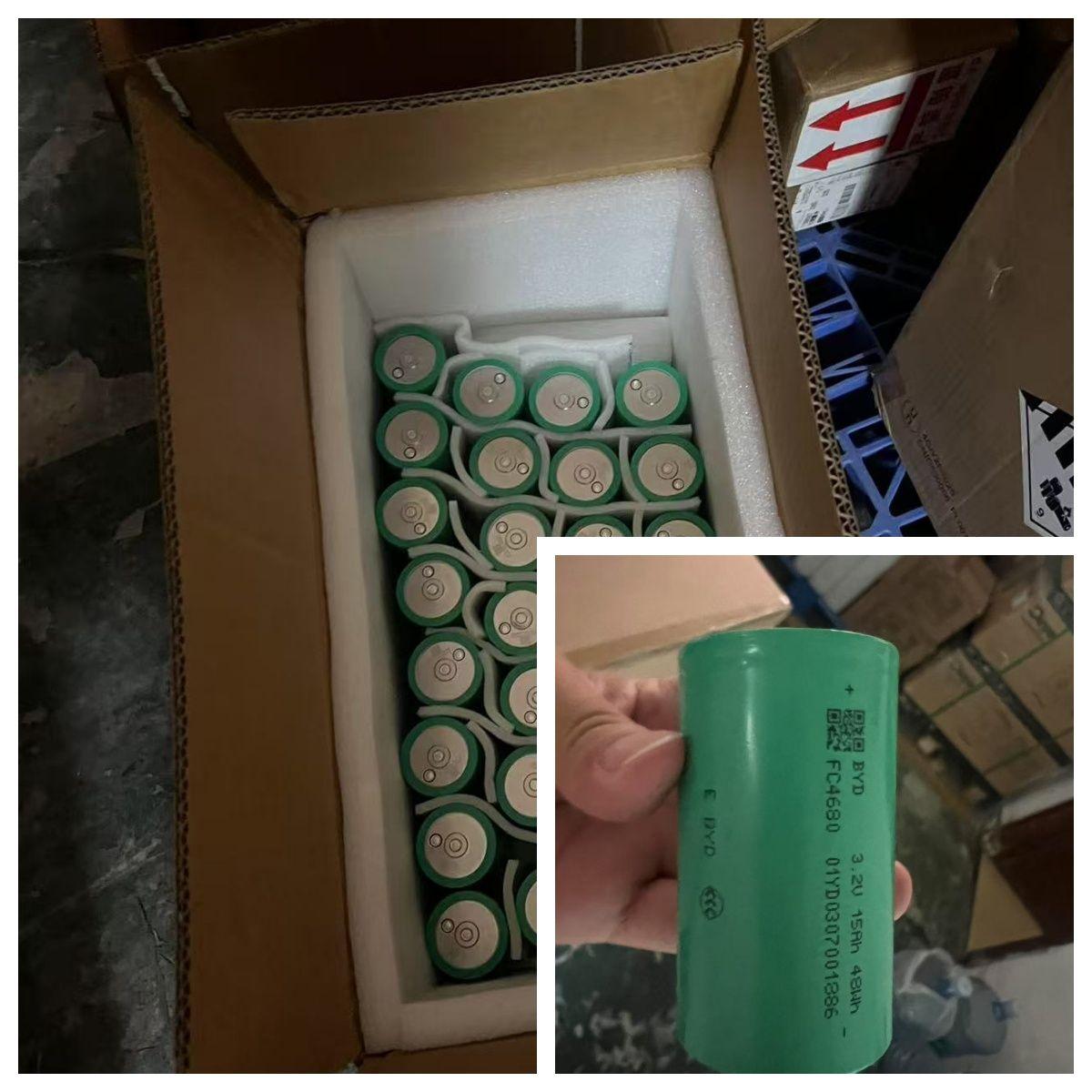 BYD 3.2V 15Ah 4680 LiFePO4 cell packing details